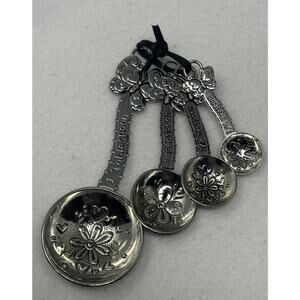 Ganz Butterflies and Sun Flowers 4 pc Embossed Metal Measuring Spoon Set Cottage